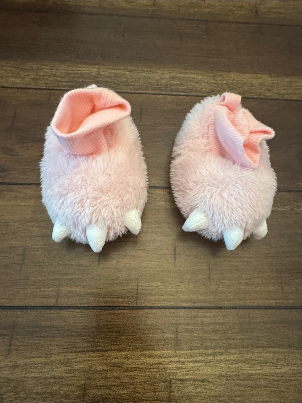 Carter's Pink Plush Monster Paw Booties with White Claws